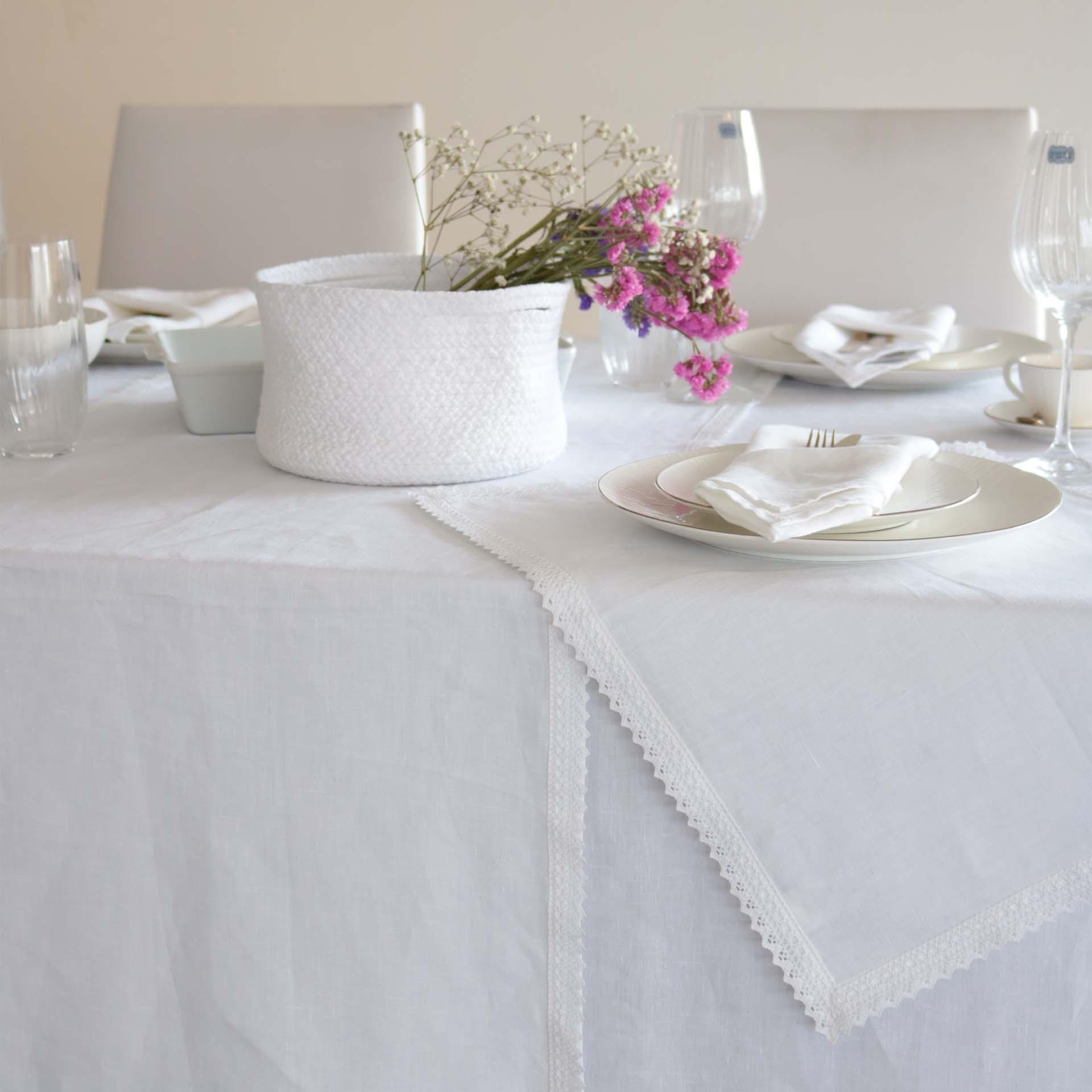 Toalha de Mesa Linen com Renda 1882 LethesHome