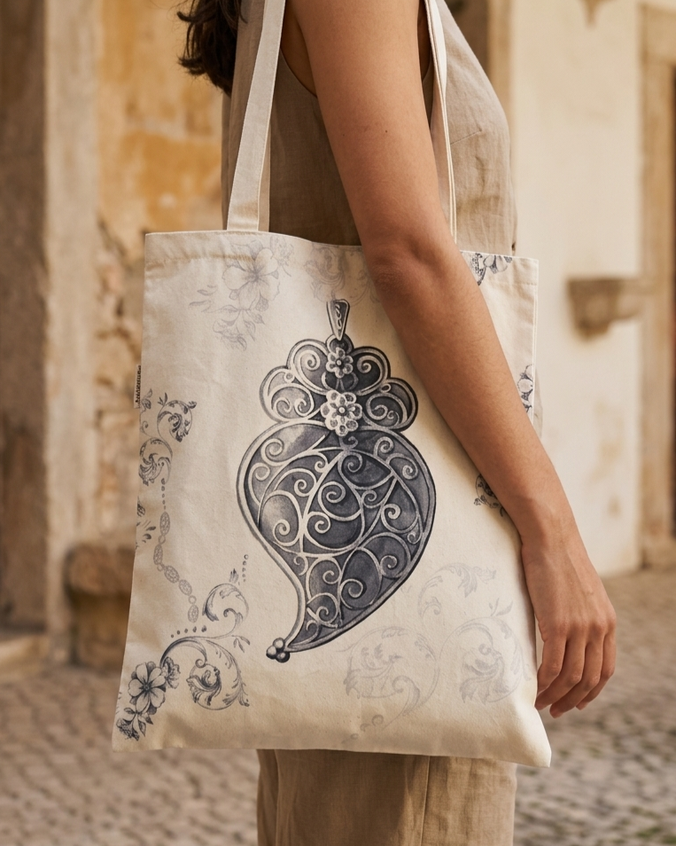 Tote Bag Alma de Filigrana em algodão 100% fabricada em Portugal com estampado elegante
