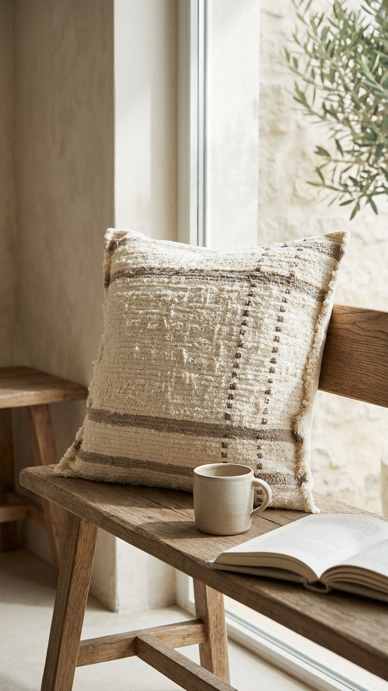 Duna textured cushion cover woven from mixed textile fibres