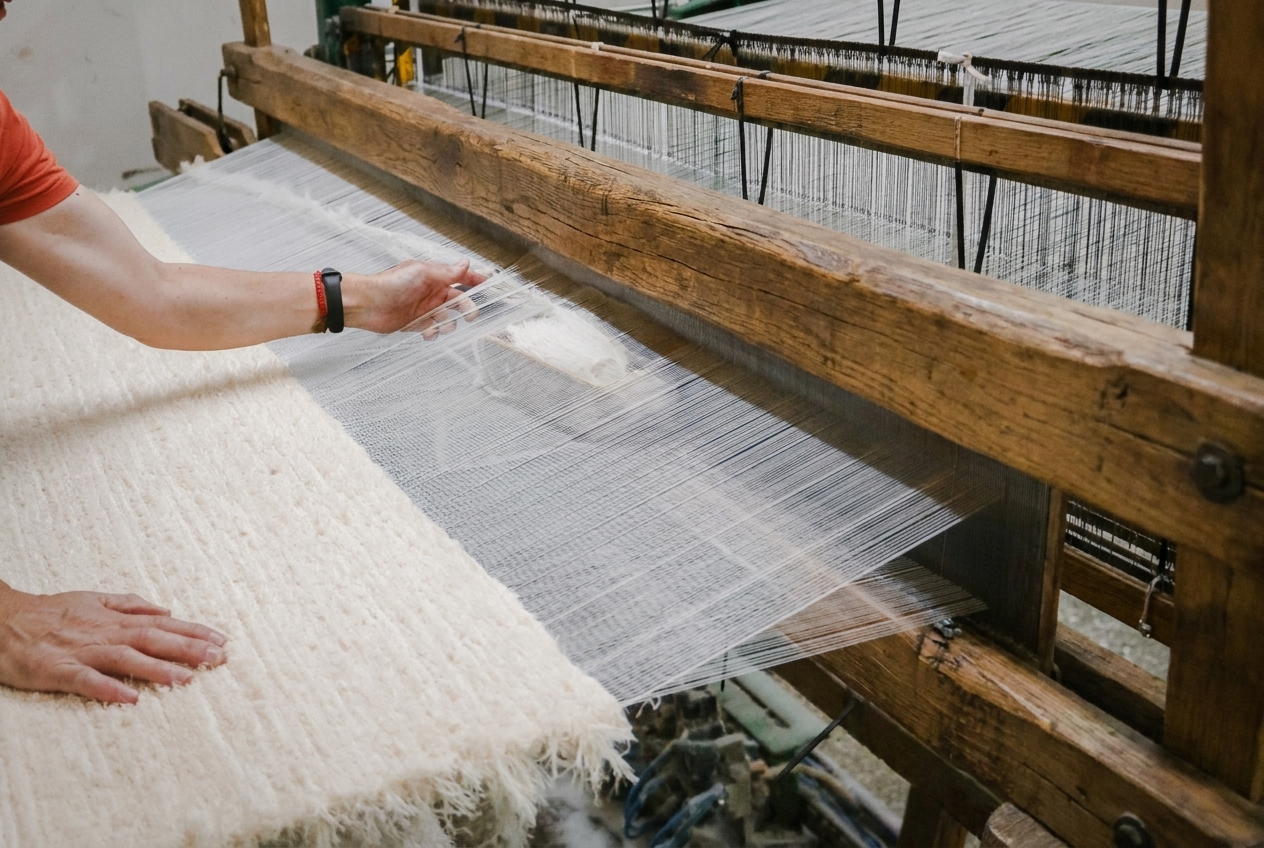 Production on a traditional Vianatece loom